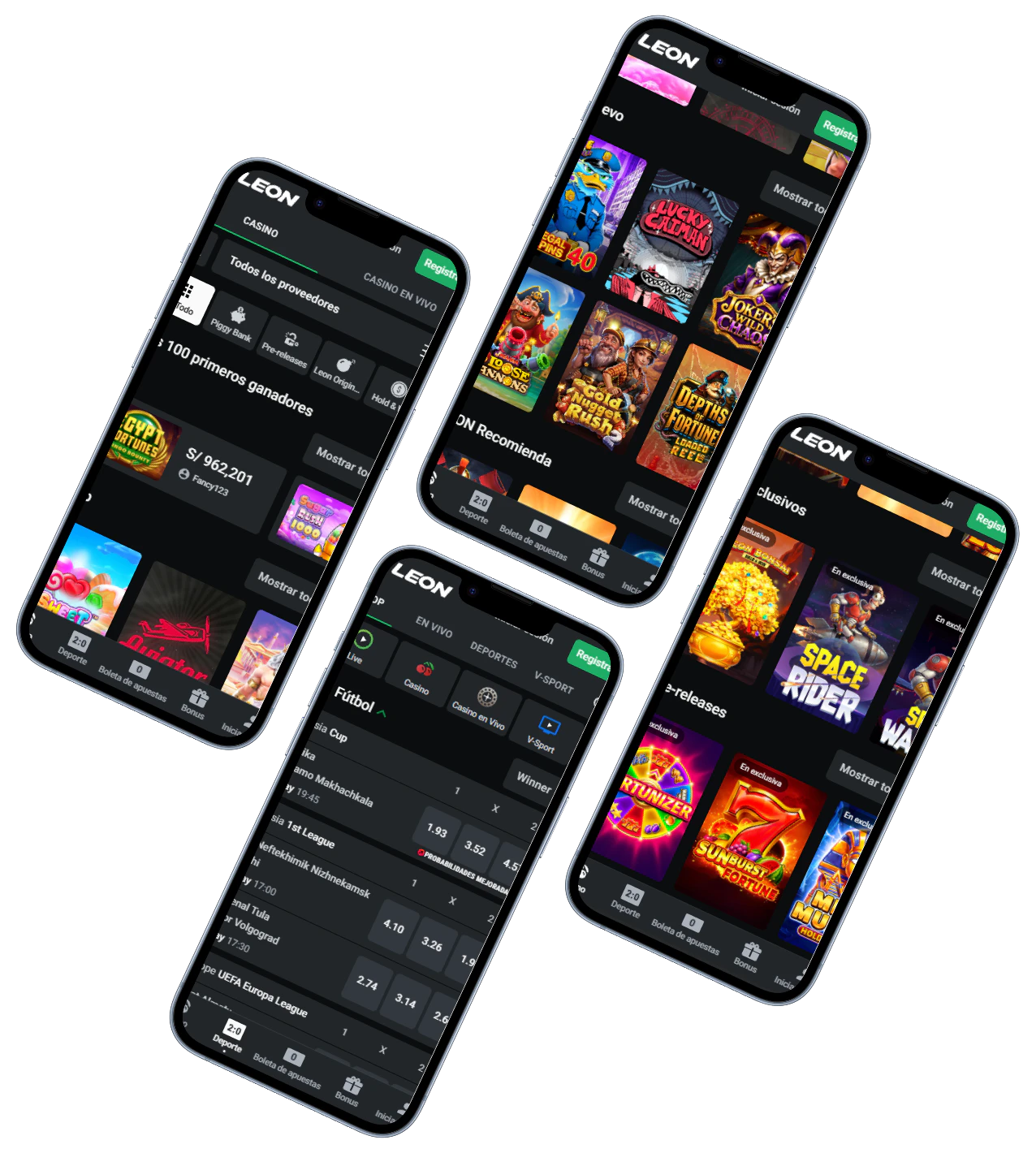 Leon Casino versión móvil con juegos y apuestas